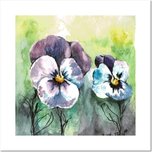 Watercolor pansies Posters and Art